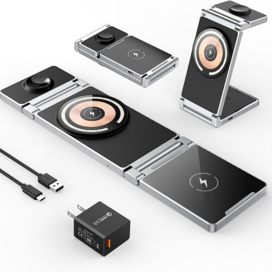 Hohosb Magnetic Charging 3 in 1 Foldable Zinc Alloy Wireless Stand A80