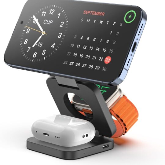 KU XIU X55 Fast Wireless Charger Magnetic Foldable 3-in-1